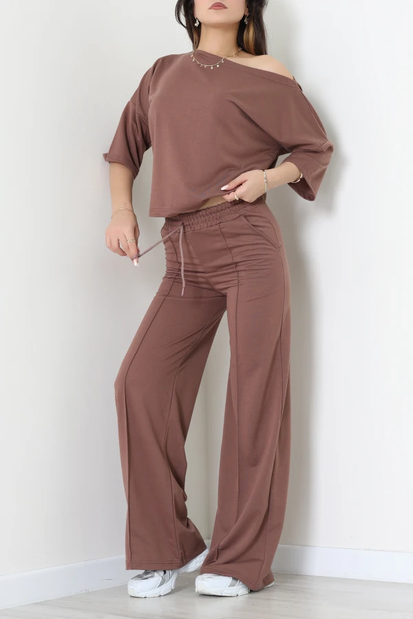 Kayık Yaka Eşofman Takımı Kahve - 52247.1857.