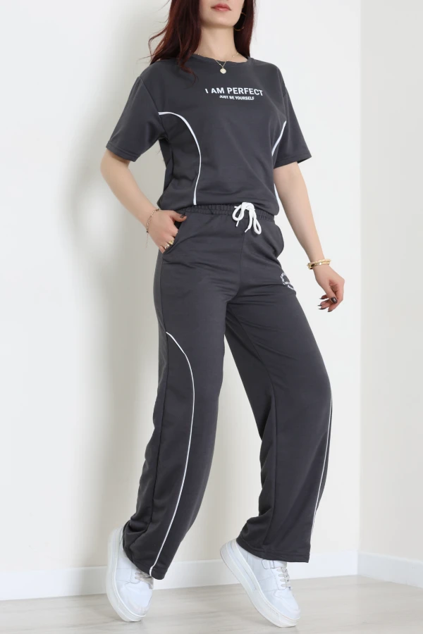 Biyeli Eşofman Takımı Füme - 52275.1005.