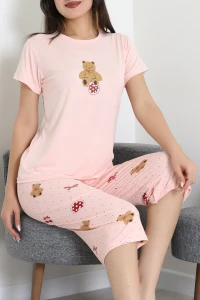 Milan Kapri Baskılı Pijama Takımı Somon - 629.1287.