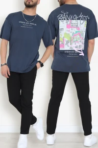 Süprem Ön Arka Baskılı Erkek Tişört Lacivert - 71143.1872.