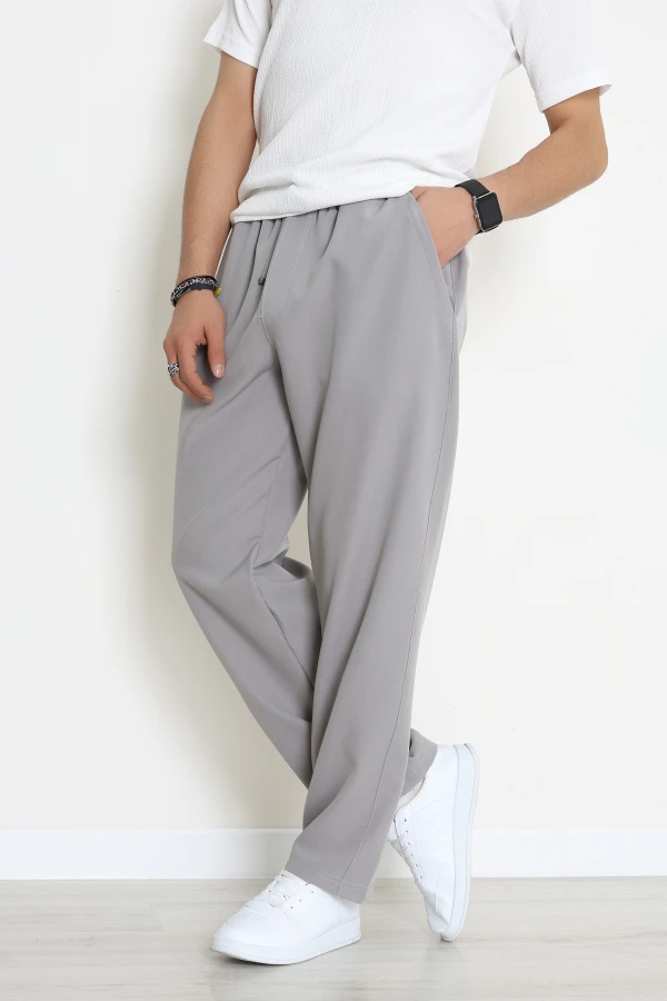 Dabıl Beli Lastikli Baggy Erkek Pantolon Gri - 71219.1937.