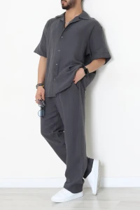 Ovesize Müslin Gömlekli Takım Antrasit - 71229.1937.