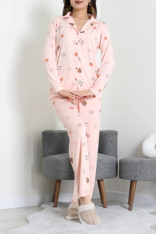 Milan Düğmeli Pijama Takımı Pembe - 7511.1287.