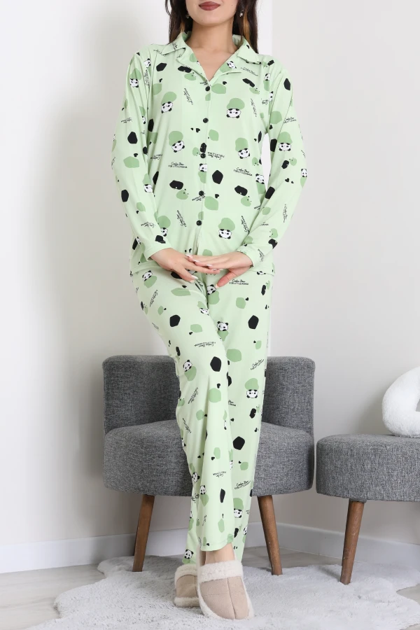 Milan Düğmeli Pijama Takımı Yeşil - 7511.1287.