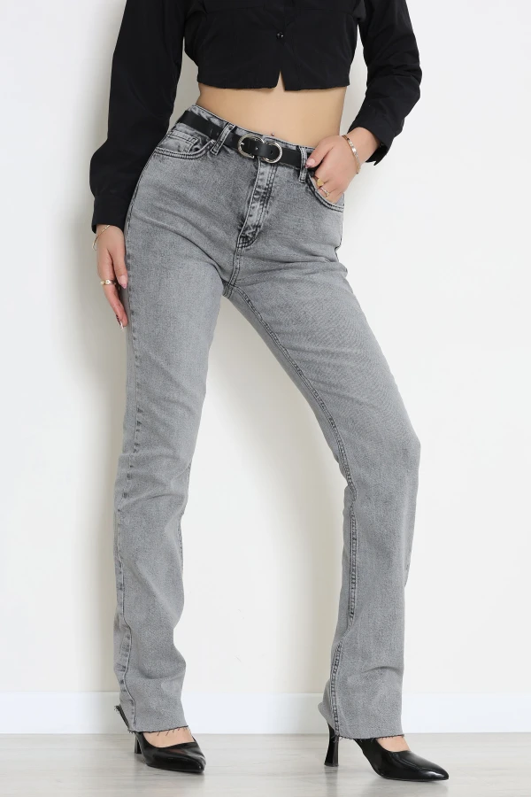 Kemerli Dar Paça Kot Pantolon Gray - 2821857.1968.