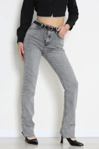 Kemerli Dar Paça Kot Pantolon Gray - 2821857.1968.