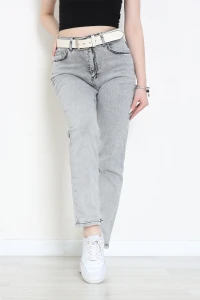 Kemerli Mom Kot Pantolon Gri - 2964903.1968.