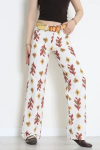 Kemerli Desenli Palazzo Kot Pantolon Taş - 3016927.1968.