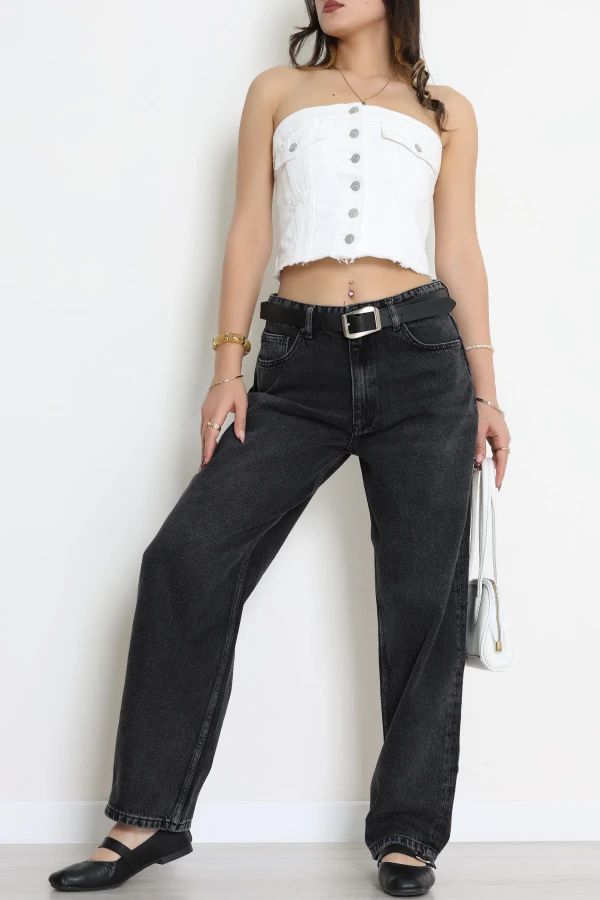 Kemerli Baggy Kot Pantolon Koyugri - 3182008.1968.