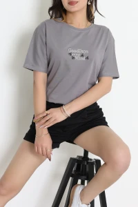 Suprem Nakışlı Oversize Tişört Boyalıgri - 31882.1878.