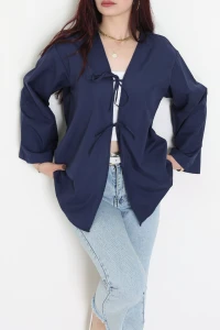 Bağlamalı Terikoton Gömlek Lacivert - 32429.1949.