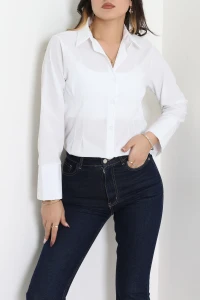 Beli Pensli Terikoton Gömlek Beyaz - 32431.1949.