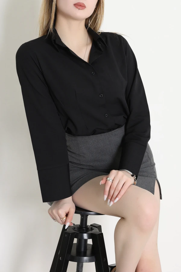 Beli Pensli Terikoton Gömlek Siyah - 32431.1949.