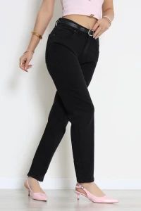 Kemerli Mom Kot Pantolon Siyah - 3277782.1968.