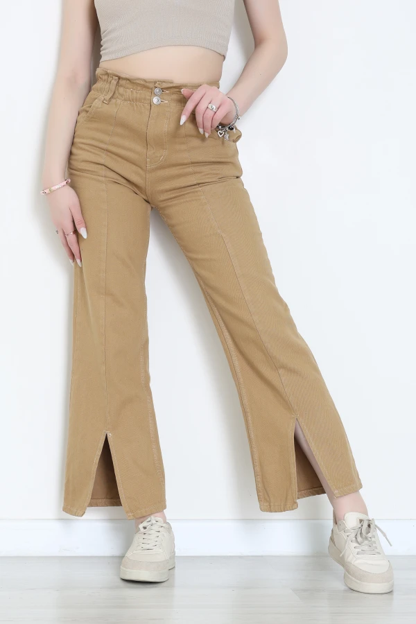 Paça Püskül Yırtmaçlı Palazzo Jean Camel - 410163.2141.
