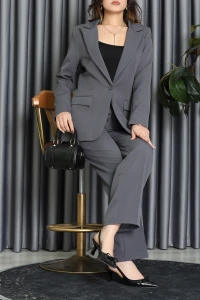 Dabıl Kumaş Astarlı İkili Blazer Takım Antrasit - 55041.1397.