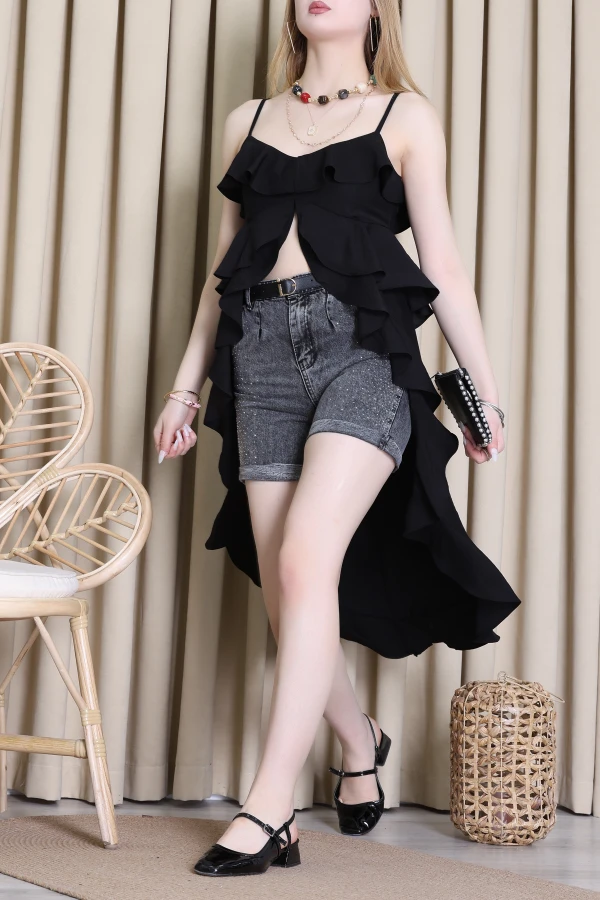 Fırfırlı Bluz Siyah - 71312.2002.