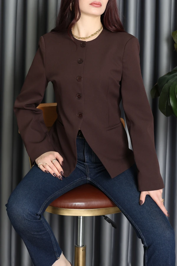 Düğme Detaylı Ceket Kahve - 71323.2002.