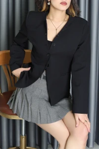 Düğme Detaylı Ceket Siyah - 71323.2002.