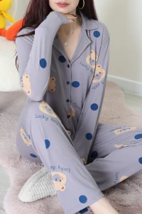 Milan Düğmeli Pijama Takımı Gri - 7511.1287.