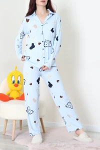 Milan Düğmeli Pijama Takımı Açıkmavi - 7511.1287.