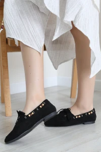 Boncuk Detaylı Püsküllü Loafer Babet Siyah - 196.1846.