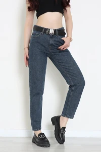 Kemerli Mom Kot Pantolon Mavi - 2428763.1968.