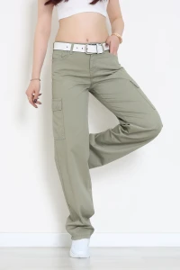 Kemerli Kargo Cep Kot Pantolon Haki - 3013931.1968.