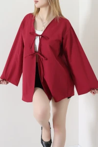 Bağlamalı Terikoton Gömlek Vişne - 32429.1949.