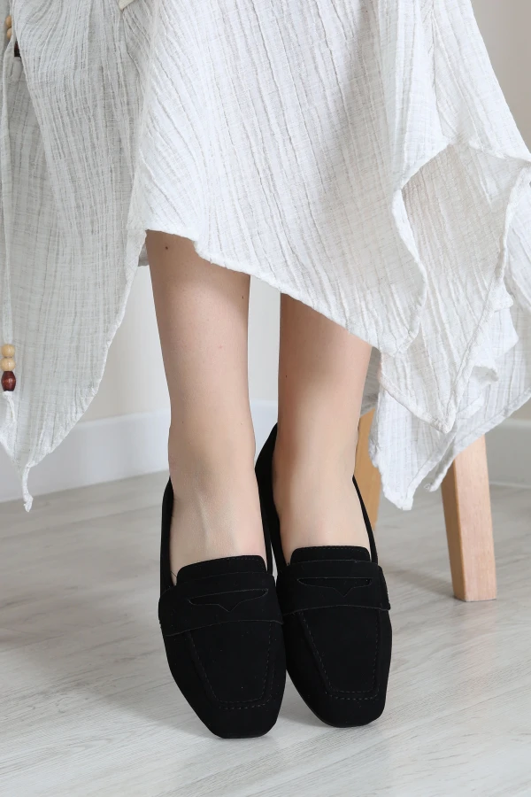 Süet Loafer Babet Siyah - 32765.1932.