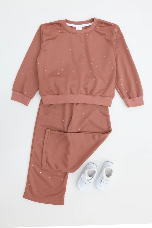 4-10 Yaş İki İplik Şardonsuz Çocuk Takım Kiremit - 55042.1776.