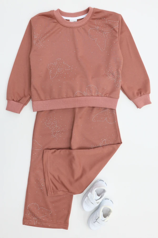 4-10 Yaş İki İplik Şardonsuz Çocuk Takım Kiremit - 55122.1776.