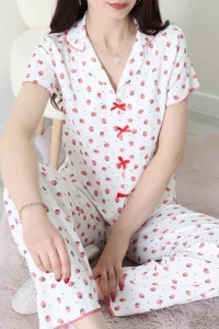 Bürümcük Fiyonklu Pijama Takımı Beyazçilek - 159.1287.