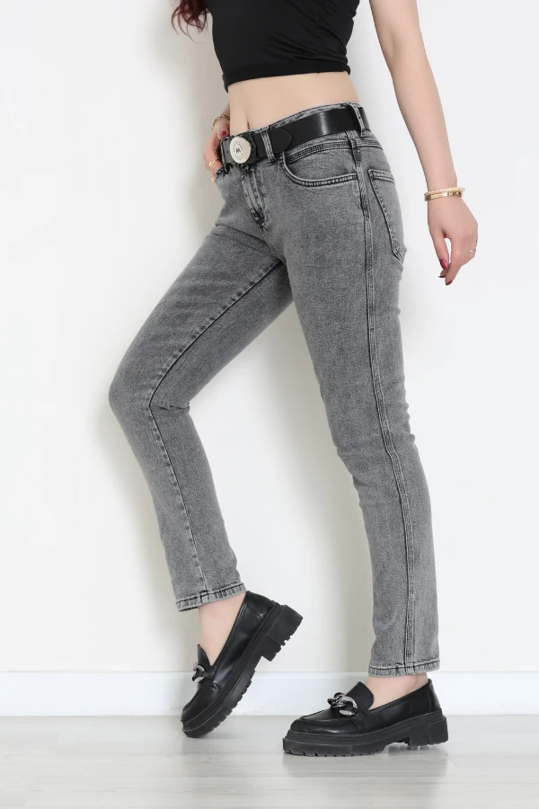 Kemerli Boyfirend Kot Pantolon Gri - 2281675.1968.