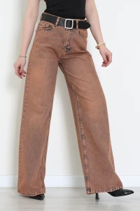 Kemerli Wide Leg Kot Pantolon Bakır - 3135981.1968.