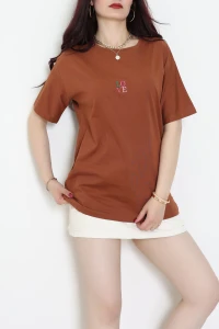 Suprem Nakışlı Oversize Tişört Kiremit - 31879.1878.