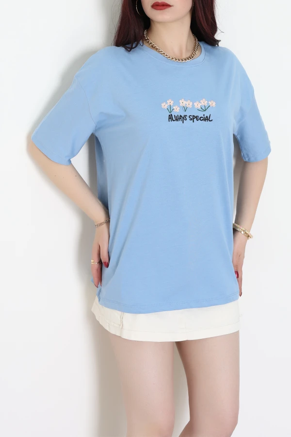 Suprem Nakışlı Oversize Tişört Bebemavi - 31880.1878.