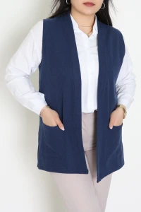 Selanik Kumaş Büyük Beden Yelek Lacivert - 32221.1731.