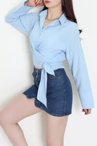 Bağlamalı Terikoton Gömlek Bebemavi - 32430.1949.