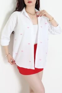 Nakış Detaylı Terıkoton Gömlek Beyaz - 43958.2111.