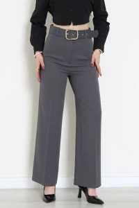 Dabıl Kumaş Kalın Kemerli Palazzo Pantolon Antrasit - 71205.1920.