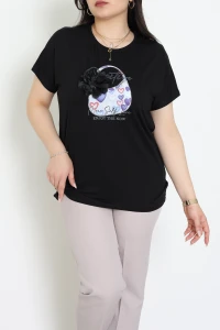 Büyük Beden Baskılı Viskon Bluz Siyah - 71246.1969.