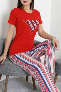 Süprem Baskılı Pijama Takım Kırmızı - 50774.1773.