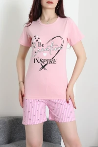 Süprem Baskılı Pijama Takım Pudra - 50775.1773.