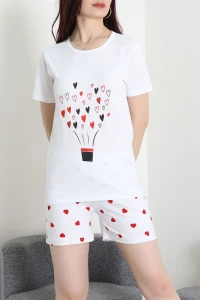 Süprem Baskılı Pijama Takım Beyazkalp - 50775.1773.