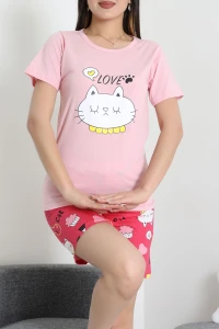 Süprem Baskılı Pijama Takım Pembesarı - 50775.1773.