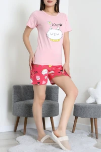 Süprem Baskılı Pijama Takım Pembesarı - 50775.1773.