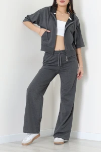 Fermuarlı Kapşonlu Eşofman Takımı Füme - 52248.1857.