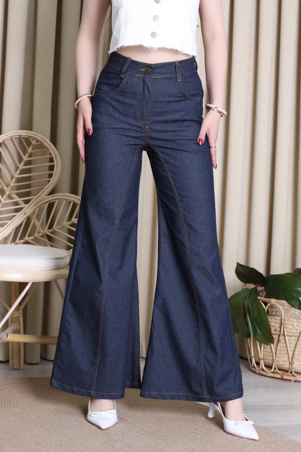 Geniş Paça Tensel Kot Pantolon Mavi - 70799.308.