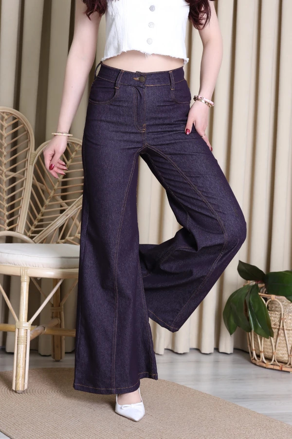 Geniş Paça Tensel Kot Pantolon Mürdüm - 70799.308.